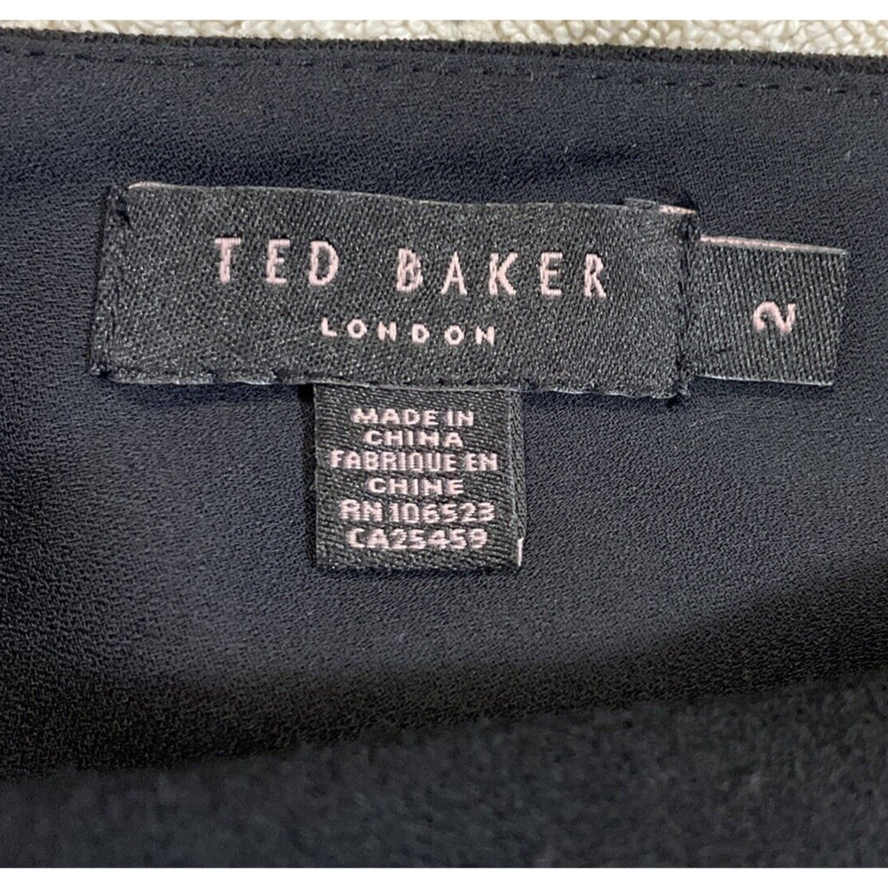 Ted Baker London Black 100% Wool Flutter Sleeve V-Neck Sheath Dress Size 2 - Picture 2 of 12